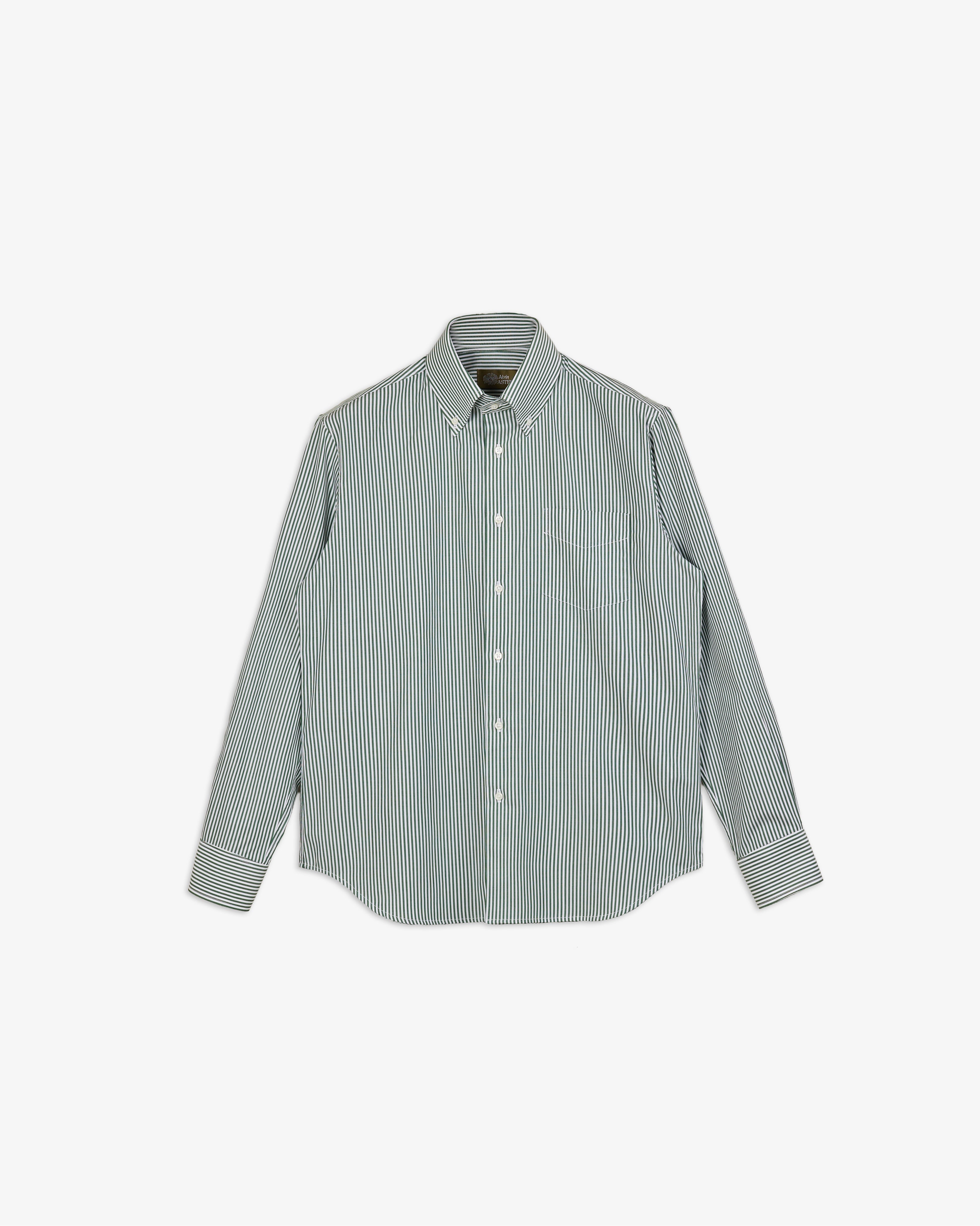 BOTTON DOWN SHIRT in GREEN STRIPE