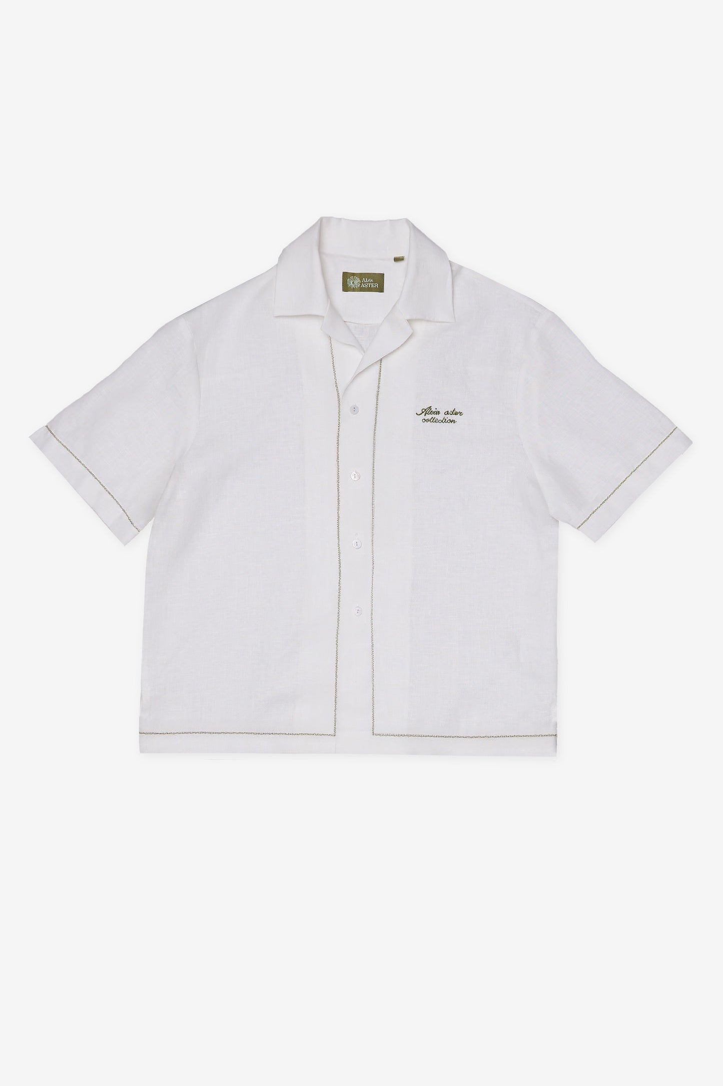 EMBROIDERED BOWLING in OFF WHITE LINEN