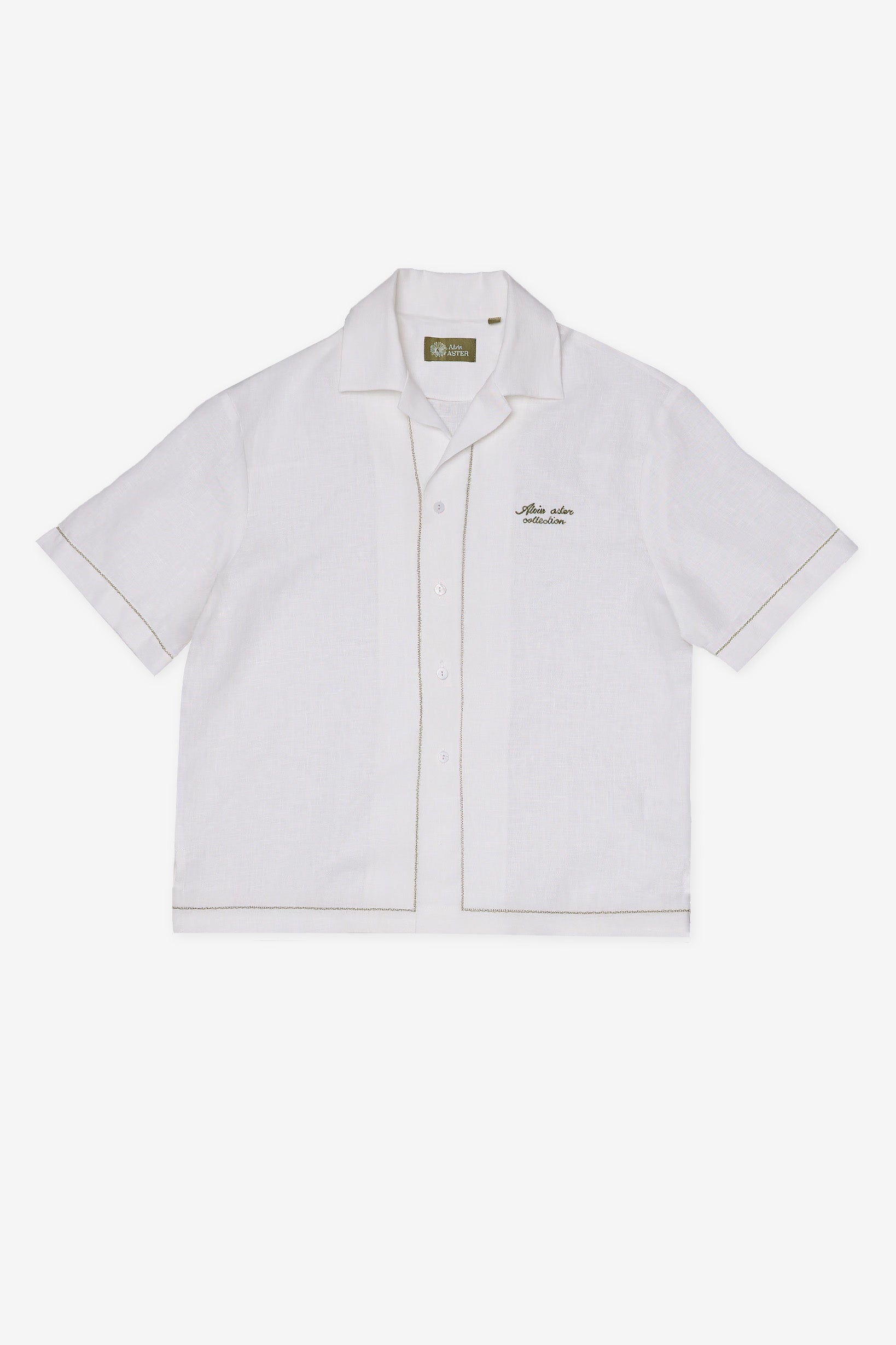 EMBROIDERED BOWLING in OFF WHITE LINEN