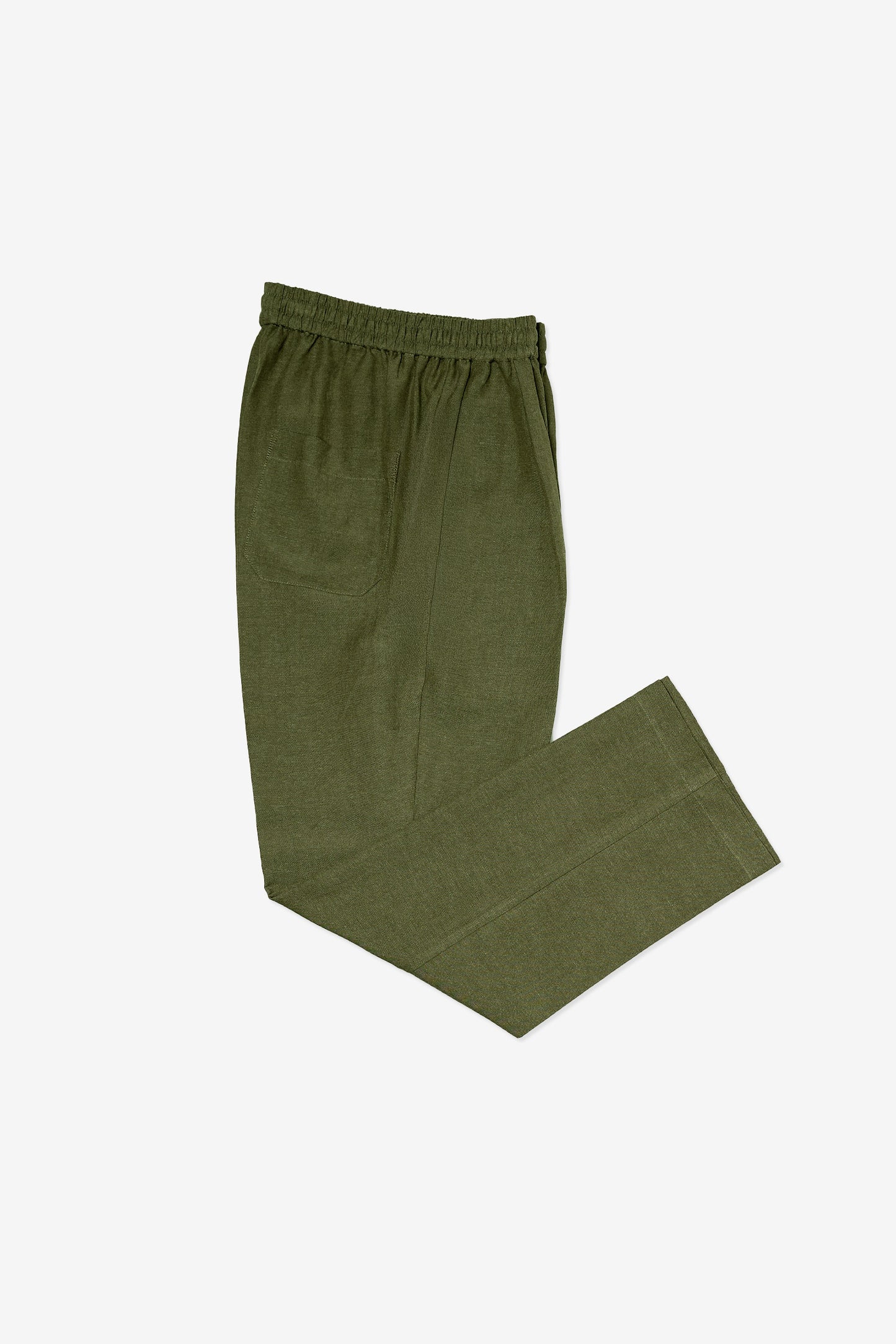 RELAXED FIT TROUSER in OLIVE GREEN LINEN