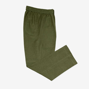 RELAXED FIT TROUSER in OLIVE GREEN LINEN