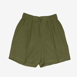 RELAXED FIT SHORTS in OLIVE GREEN LINEN