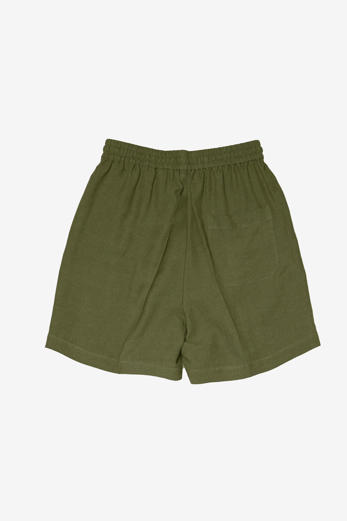 RELAXED FIT SHORTS in OLIVE GREEN LINEN