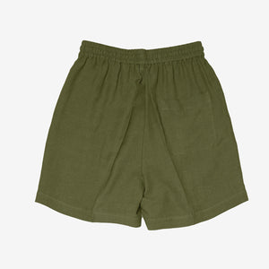 RELAXED FIT SHORTS in OLIVE GREEN LINEN