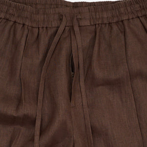 RELAXED FIT SHORTS in CEDAR BROWN LINEN