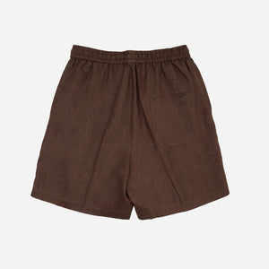 RELAXED FIT SHORTS in CEDAR BROWN LINEN