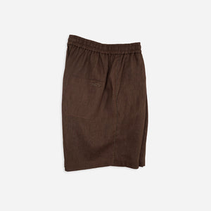 RELAXED FIT SHORTS in CEDAR BROWN LINEN