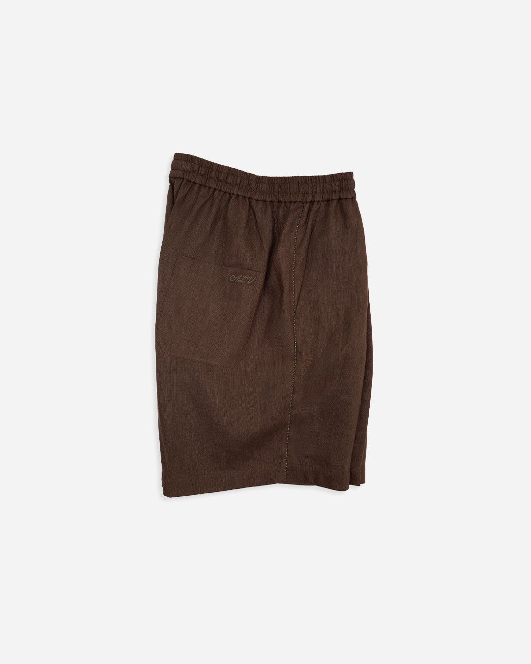 RELAXED FIT SHORTS in CEDAR BROWN LINEN