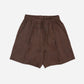 RELAXED FIT SHORTS in CEDAR BROWN LINEN