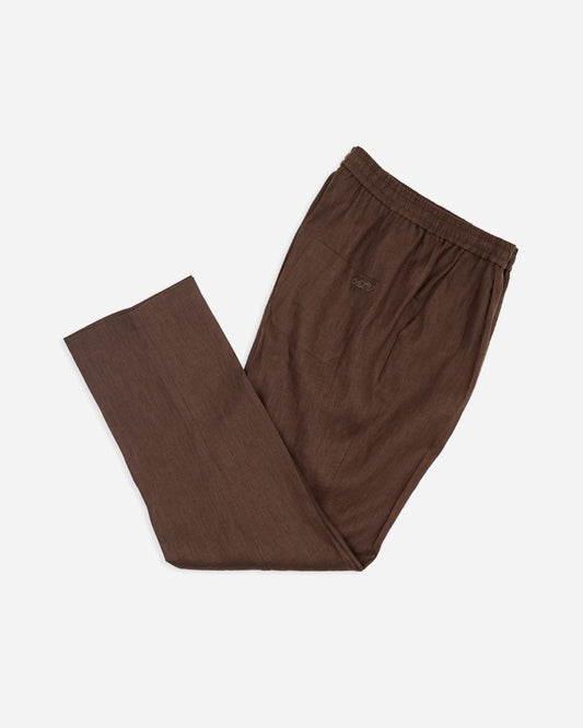 RELAXED FIT TROUSER in CEDAR BROWN LINEN