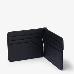 BILL CLIP WALLET in BLACK FINE GRAINED