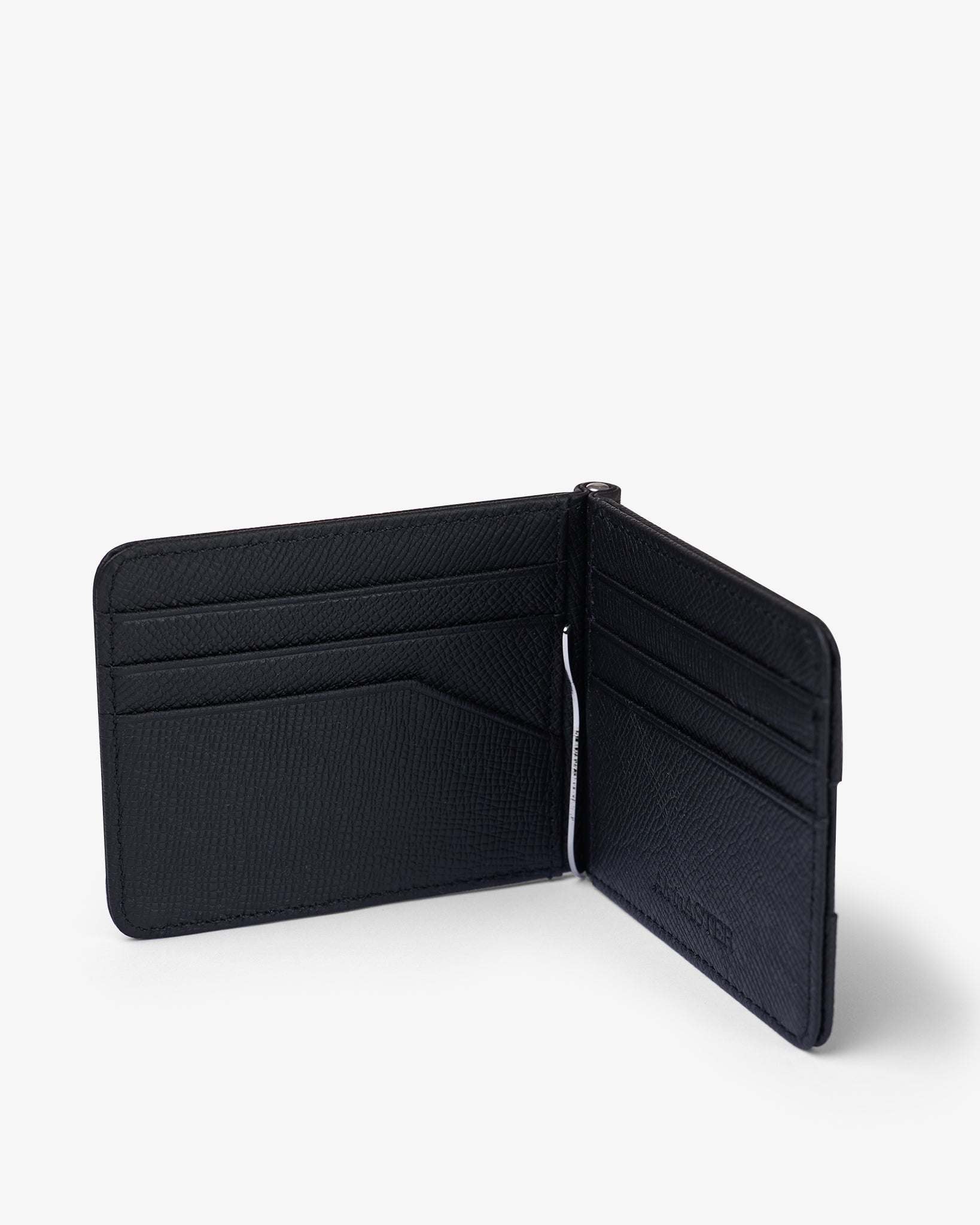 BILL CLIP WALLET in BLACK FINE GRAINED