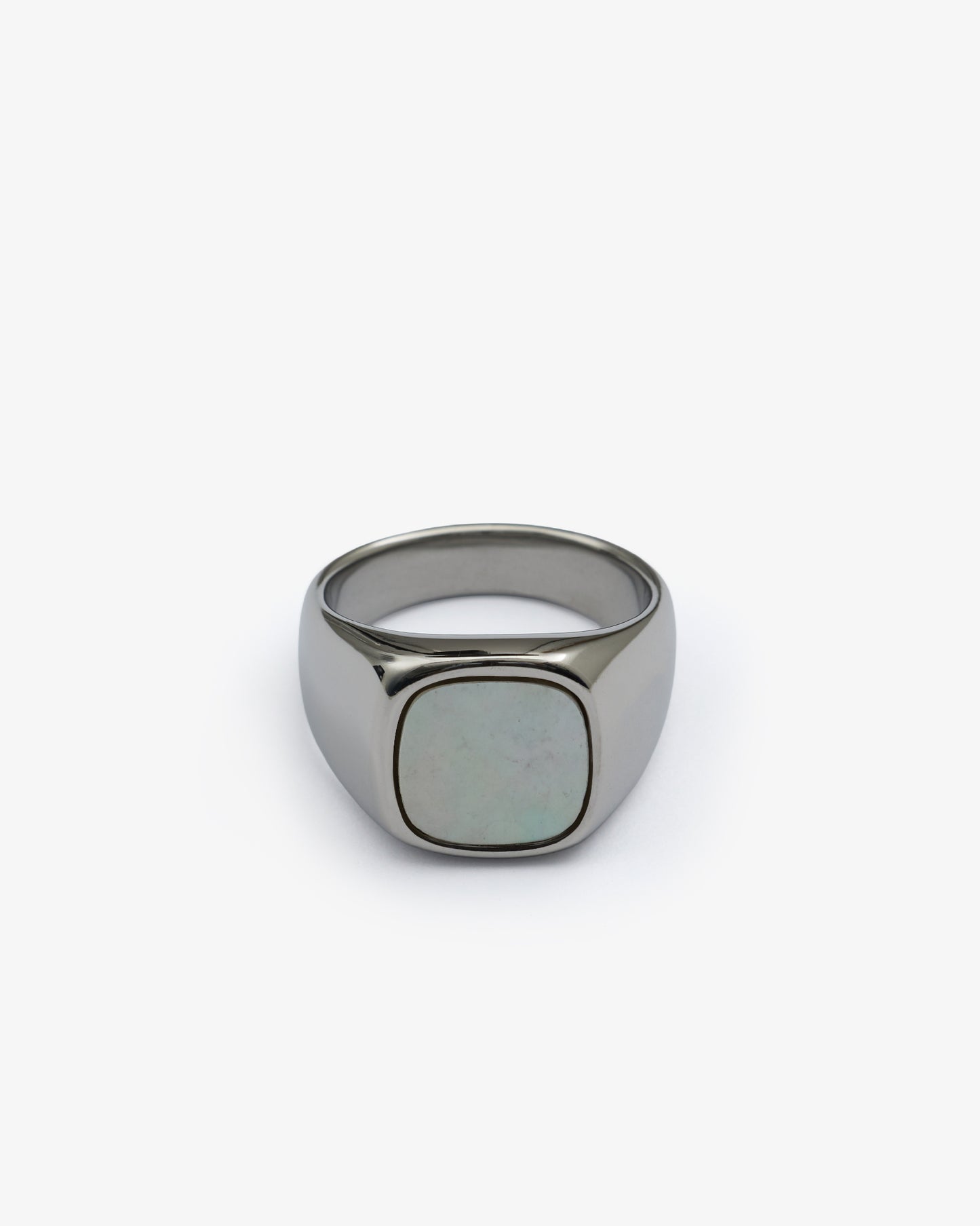 MOTHER OF PEARL CUSHION SIGNET RING