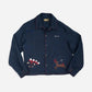 EMBROIDERED BLOUSON JACKET in NAVY LINEN