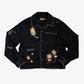 EMBROIDERED BLOUSON JACKET in BLACK LINEN