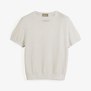 CREW NECK KNIT TEE in ECRU