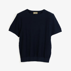 CREW NECK KNIT TEE in NAVY