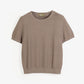 CREW NECK KNIT TEE in TAUPE