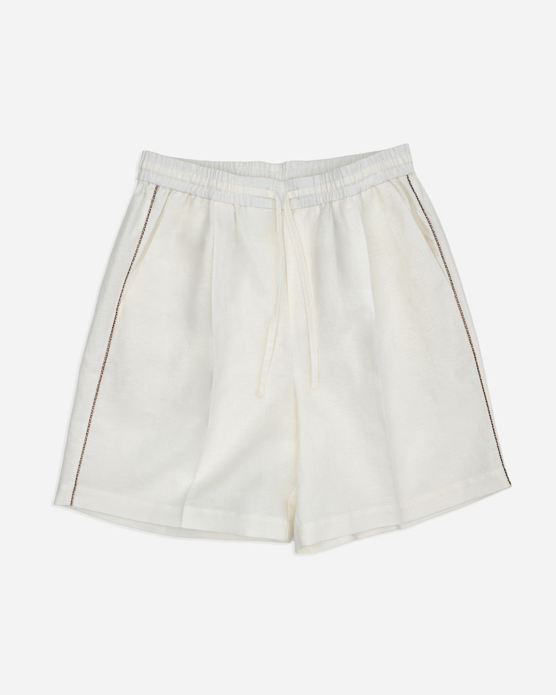 RELAXED FIT SHORTS in OFF-WHITE LINEN