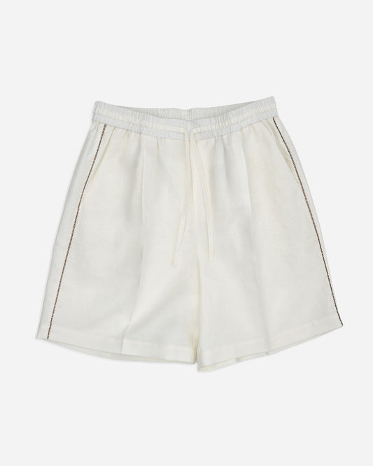 RELAXED FIT SHORTS in OFF-WHITE LINEN