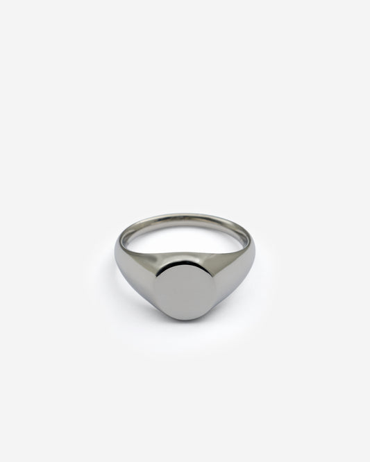 SILVER OVAL SIGNET RING