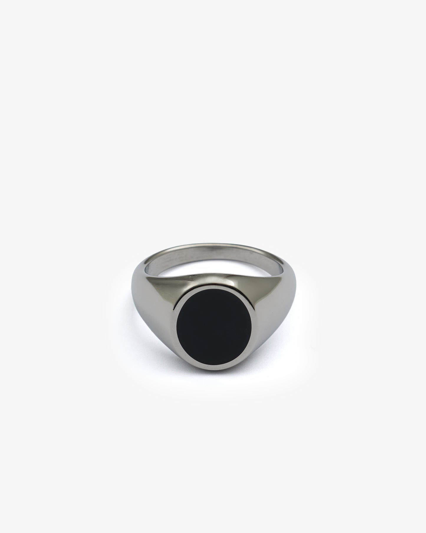ONYX STEEL SIGNET RING