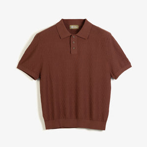 KNITTED POLO SHIRT in BROWN