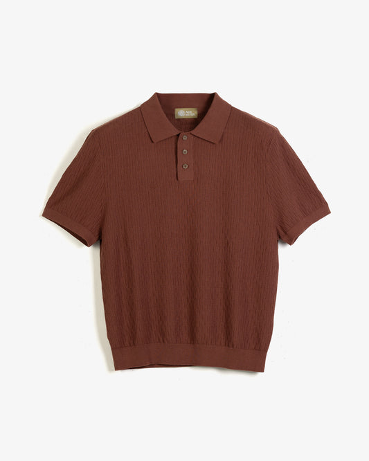 KNITTED POLO SHIRT in BROWN