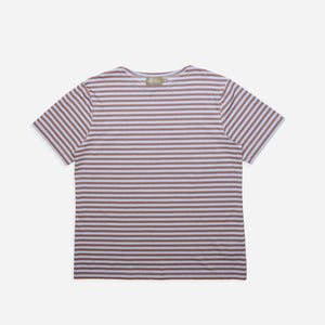 STRIPED BOAT NECK T-SHIRT in BURGUNDY and BLUE