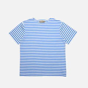 STRIPED BOAT NECK T-SHIRT in BLUE AND WHITE