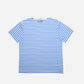 STRIPED BOAT NECK T-SHIRT in BLUE AND WHITE
