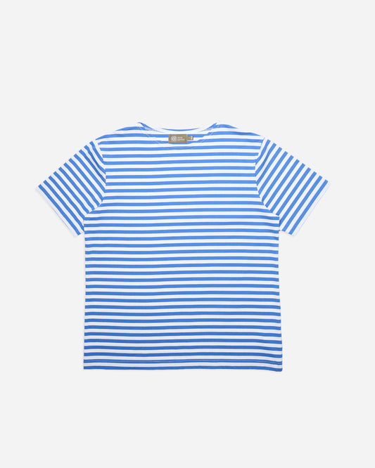 STRIPED BOAT NECK T-SHIRT in BLUE AND WHITE