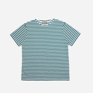STRIPED BOAT NECK T-SHIRT in GREEN and WHITE
