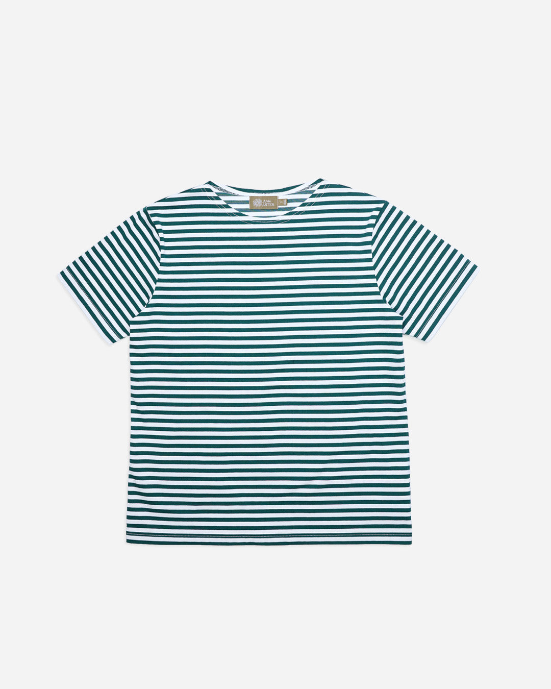 STRIPED BOAT NECK T-SHIRT in GREEN and WHITE