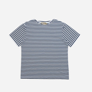 STRIPED BOAT NECK T-SHIRT in NAVY and WHITE