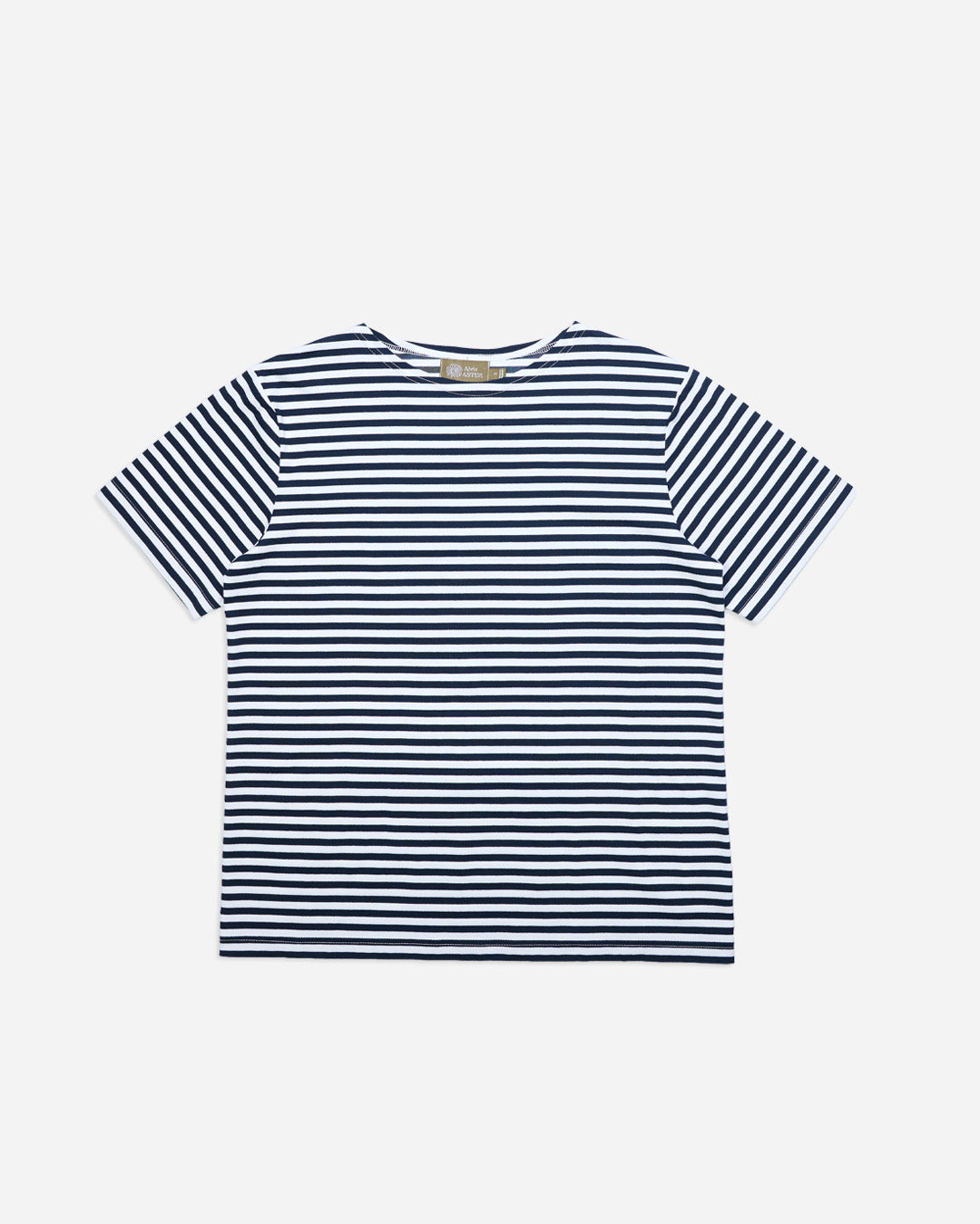 STRIPED BOAT NECK T-SHIRT in NAVY and WHITE