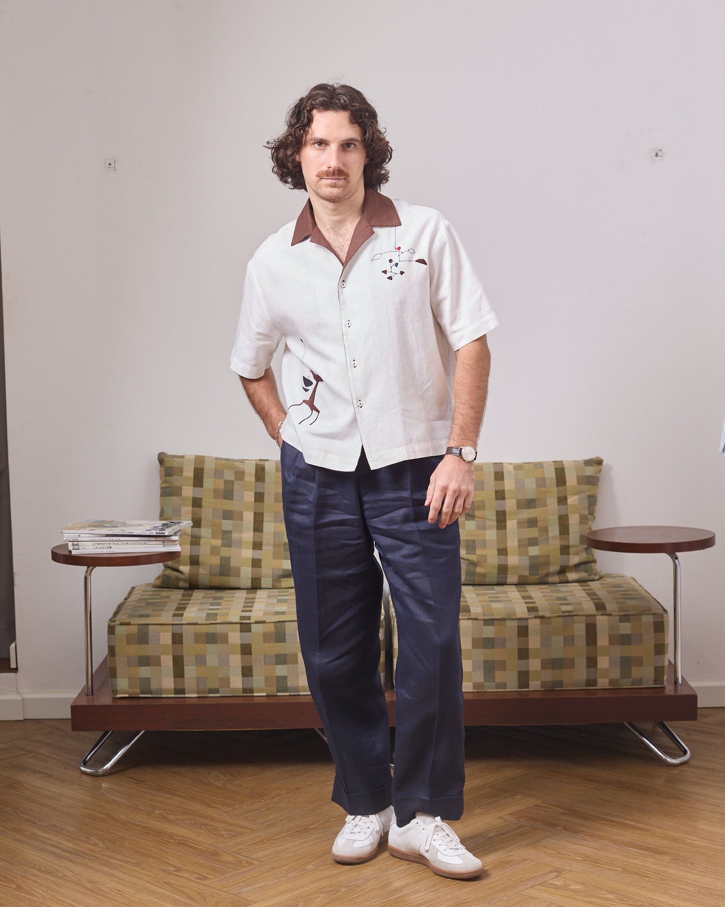 BROWN COLLAR BOWLING SHIRT