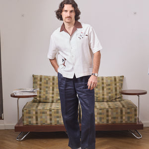 BROWN COLLAR BOWLING SHIRT