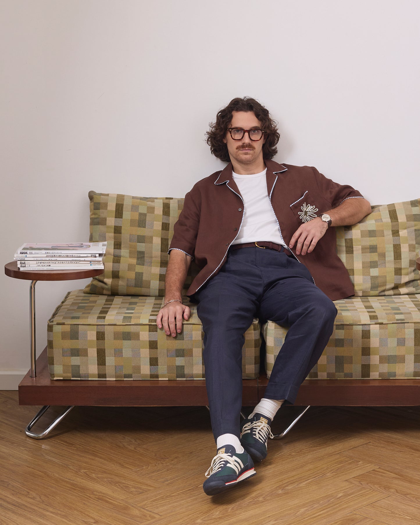BOWLING SHIRT IN BROWN LINEN