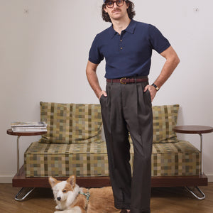 KNITTED POLO SHIRT in NAVY