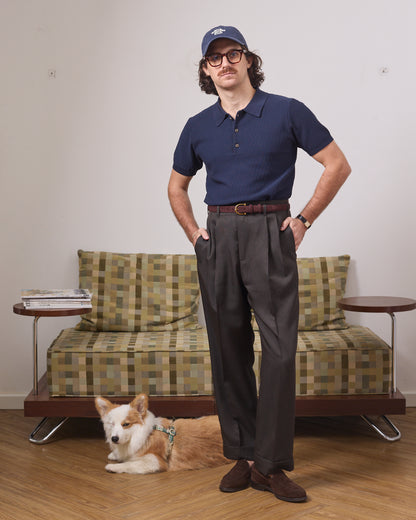 KNITTED POLO SHIRT IN NAVY