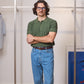 KNITTED POLO SHIRT in SEAWEED GREEN
