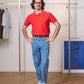 KNITTED POLO SHIRT in YAM ORANGE