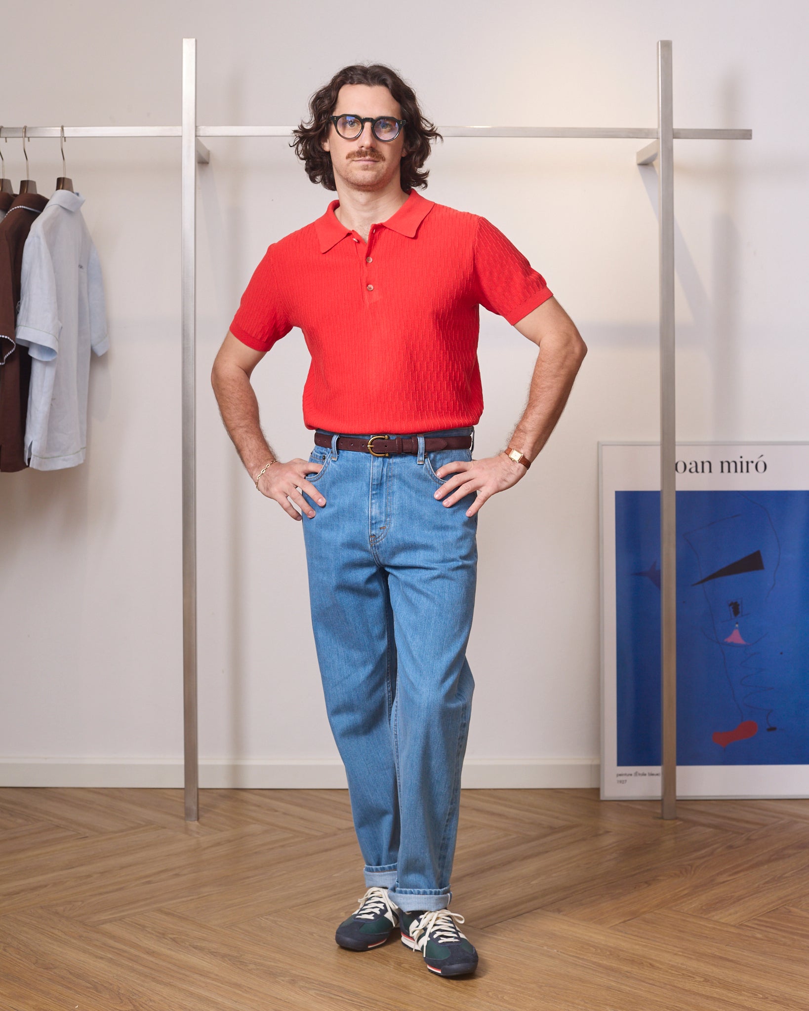 KNITTED POLO SHIRT in YAM ORANGE