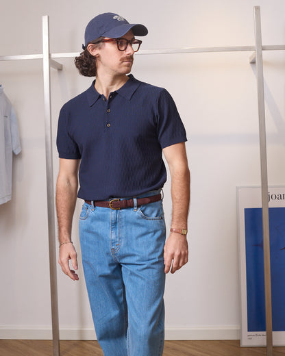 KNITTED POLO SHIRT IN NAVY