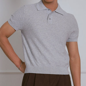 KNITTED POLO SHIRT in GREY