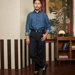 BUTTON DOWN SHIRT in ONE WASHED DENIM