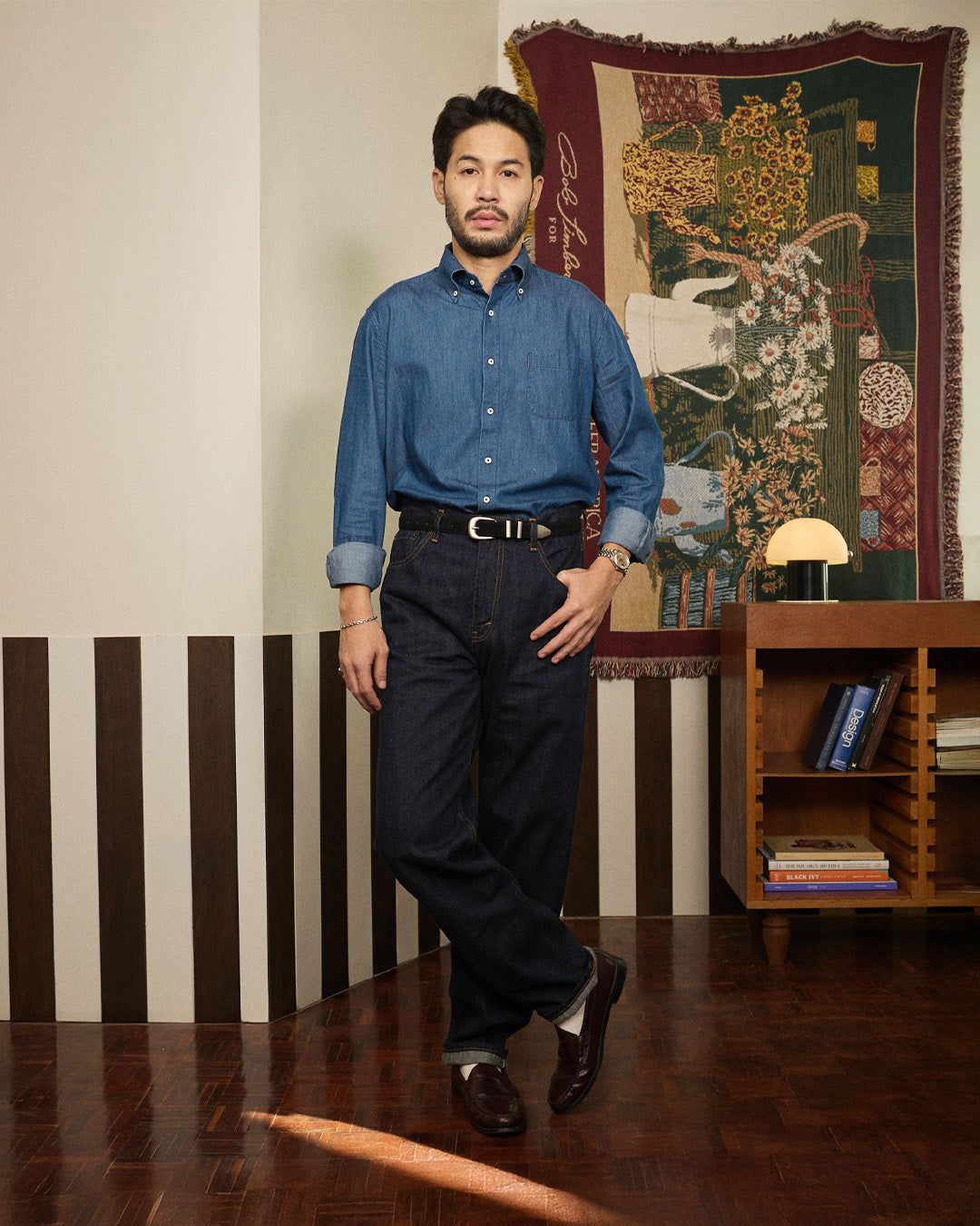 BUTTON DOWN SHIRT in ONE WASHED DENIM