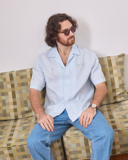 SUMMER SKYBLUE BOWLING SHIRT