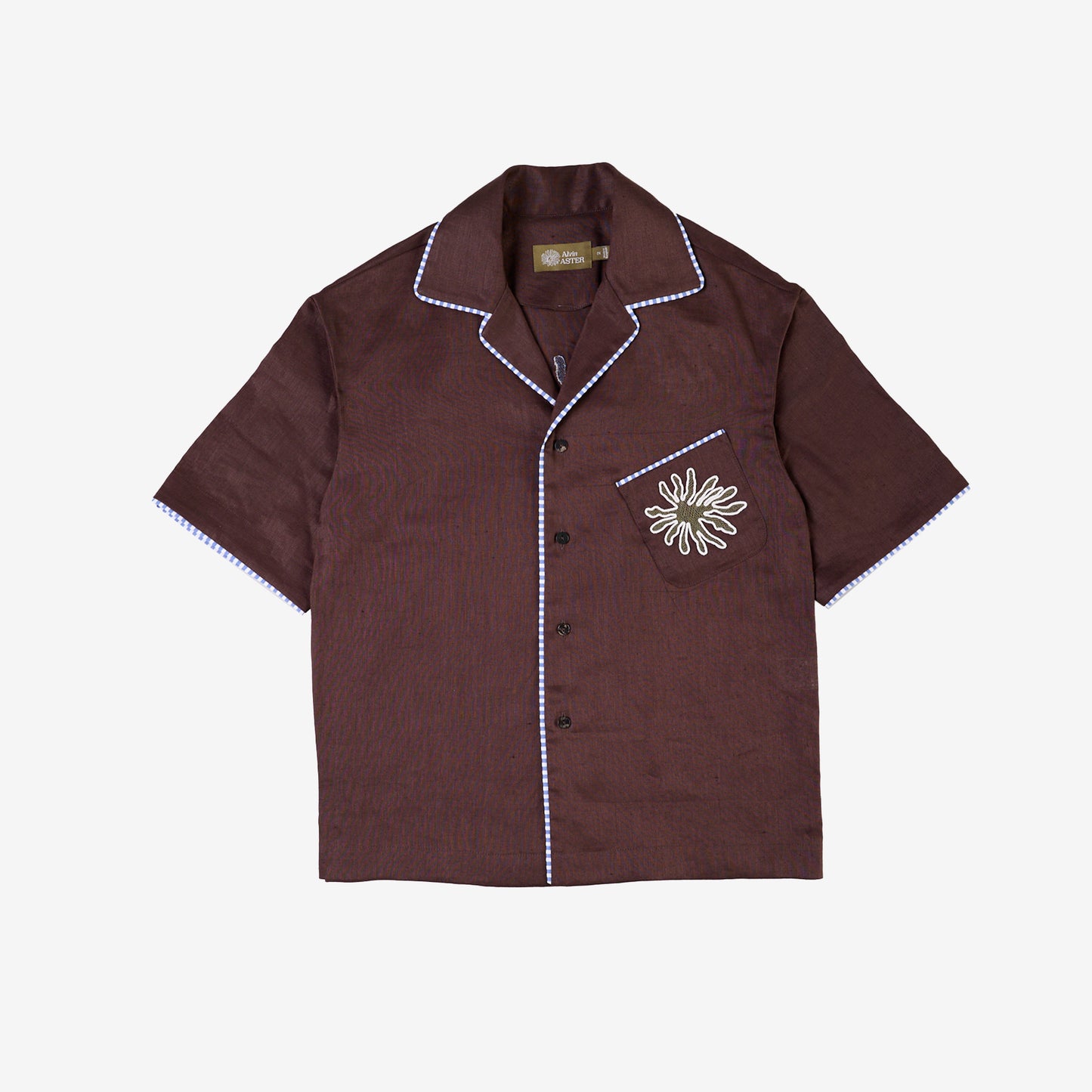 BOWLING SHIRT IN BROWN LINEN
